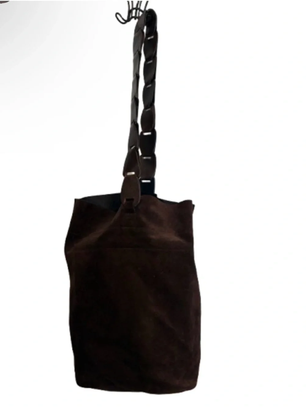 Gucci TomFord Era BrownSuede Bucket Shoulder Bag Chunky Link Strap Authenticated